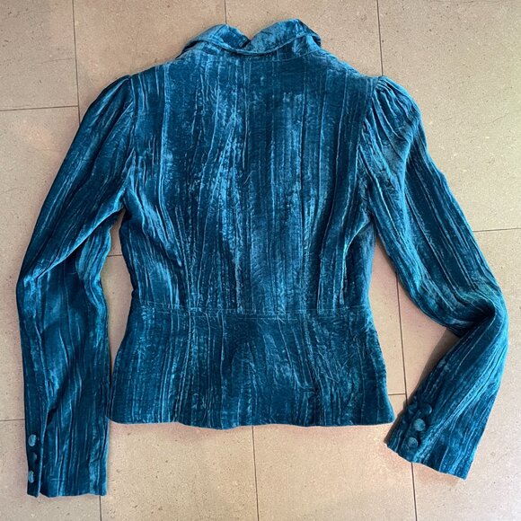 Stunning Marciano Woman's Teal Turquoise Crushed Velvet Blazer-Size 2 - Picture 4 of 12